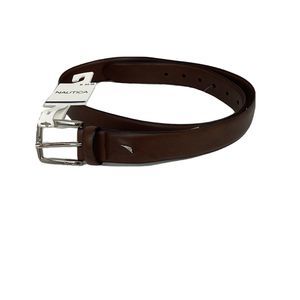 NWT Nautica Men's M 34-36 Brown Faux Leather Belt